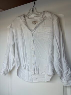 LOFT White Collared Button-Down Blouse